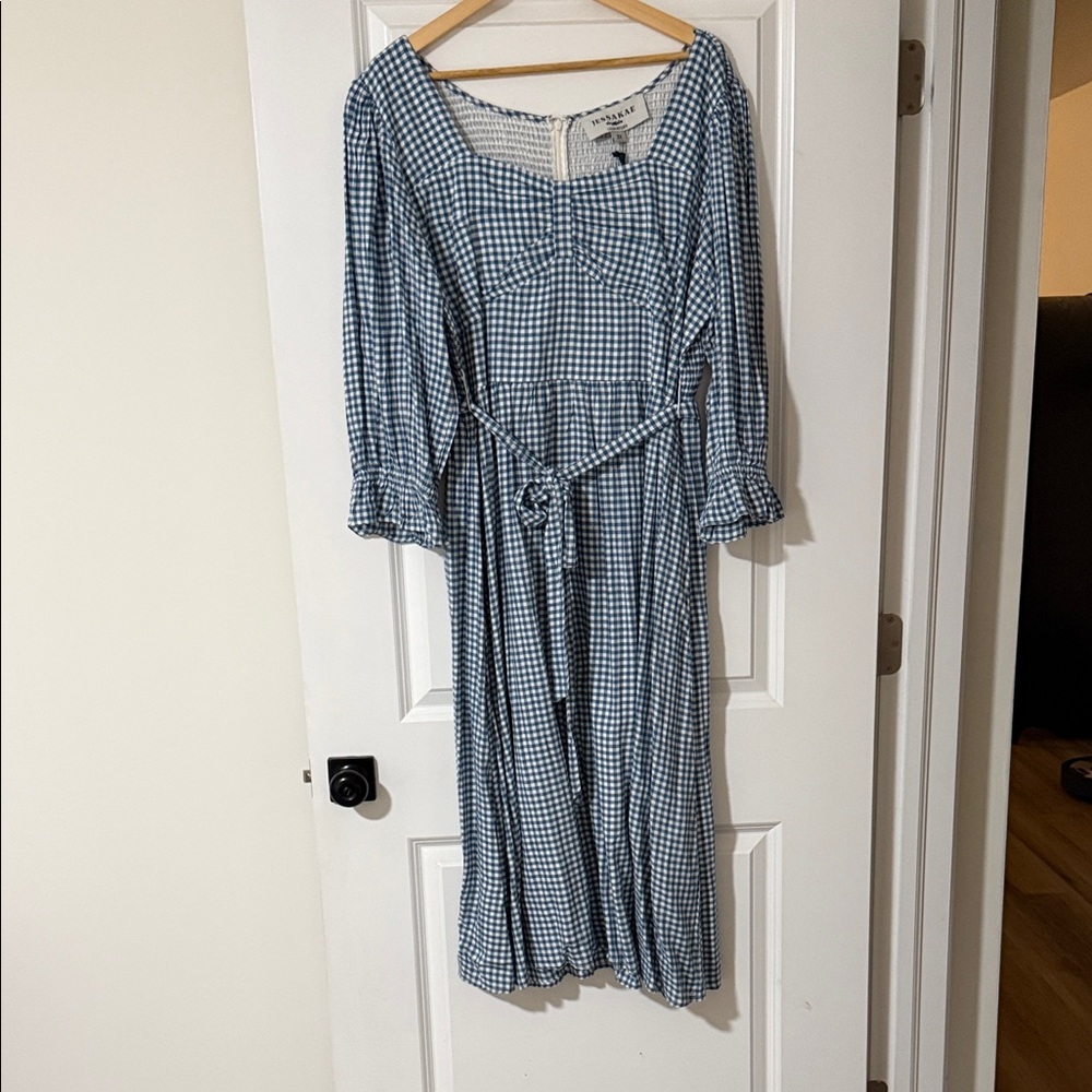 JessaKae Blue Checkered Long Sleeve Dress